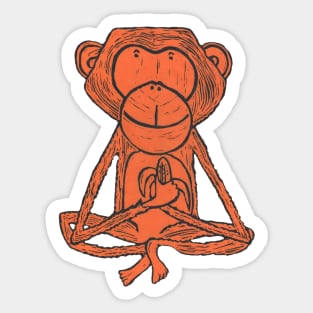 Cheeky Monkey, orange on purple Sticker